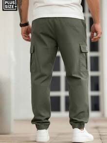 加大码男士运动裤，休闲时尚连体裤，大口袋打底裤，适合跑步、运动、健身、购物、约会、日常穿着，情人节礼物 - 綠色 - 查看 4