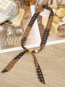 1 pieza Pañuelo de seda pequeño con estampado bohemio y cuentas - Accesorio multiusos para el cuello, coordinación de atuendos diarios/de trabajo/de fiesta, playa, vacaciones - Multicolor - Ver 15