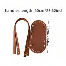 No-Sew PU Leather Crochet Bag Making Kit, Includes Oval Base Shaper, Replaceable Strap Handles, And 8 Snap-In Rivets, Suitable For Handmade Tote Bag, Handbag DIY, Pre-Drilled Holes For Easy Assembly, PU Leather Accessories, DIY Wallet Making - A - View 5