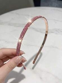 1pc 7mm Width Full Rhinestone Slim Headband, Multi-Color Options, Luxury Sparkling Rhinestone Design, Metal Headband Fits Comfortably Without Slipping, Suitable For Daily Commute, Party, Wedding And Other Occasions, A Versatile And Exquisite Hair Accessory For Women To Create Stylish Looks Travel Accessories Hair Band Hair Hoop - Multicolor - View 11