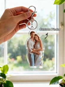1pc Customized Photo Acrylic Keychain Double-Sided Personalized Unique Shape Keyring With Glitter Accents Colorful Accessory For Family Friends Pets, Personalized Gift - Acrylic Keychain 6cm - View 8