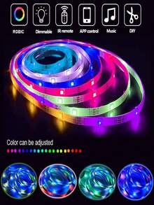 Tira de luz inteligente RGB, luz LED de 99,06-2999,74 cm, luces inteligentes RGB para TV, tiras de luz LED para decoración de habitaciones, control remoto de 24 teclas y control de aplicación, cambio de ritmo, brillo y dinámica, para sala de estar, dormitorio, decoración de fiestas de Pascua, Día de la Madre y bodas, dormitorio, sala de estar, techo, regalos navideños, decoración de fiestas de Navidad y bodas - luz de color - Ver 5
