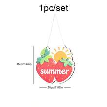 Summer Party & Vacation Fruit & Ice Cream Wooden Hanging Decor, Birthday Party Entrance Ornament, Watermelon, Strawberry, Pineapple, Coconut Background Wall Banner - Summer - View 5