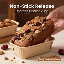 50个装不粘烘焙纸杯，适用于面包、纸杯蛋糕、甜点 - 长方形迷你玛芬模具，表面有纹理，可堆叠，纸质，烘焙均匀，防漏 - 彩色 - 查看 5