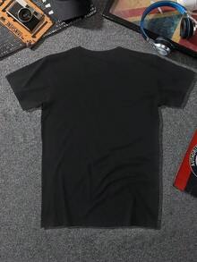 On This Item.Manfinity Roghcode Herren-Shirts With Rundhalsausschnitt, Kurzarm, More Graphic Lässig Summer Muster-Shirt With TiermotivHot Item - Black - View 2