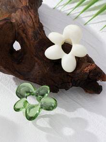1 chiếc nhẫn nữ hình hoa bong bóng cách điệu, màu băng trong suốt thời trang, thanh lịch, tối giản, độc đáo, bí ẩn, màu đen, hình hoa rỗng bất đối xứng. - vòng nhựa - Xem 8