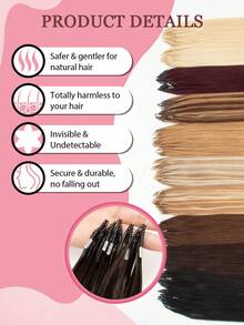 Tóc nối 8D Nano Micro Link - Tóc thật - 50 sợi thẳng màu vàng tro điểm xuyết vàng bạch kim - Hạt silicon siêu nhỏ vô hình, tóc nối hạt siêu nhỏ cho kiểu tóc hàng ngày, đám cưới, tiệc tùng. - Nhiều màu - Xem 7