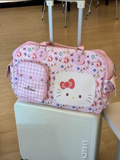SANRIO 新款Hello Kitty行李包，大容量便携旅行手提包，多功能运动健身包，女士户外旅行健身周末手提包
