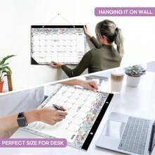 Desk Calendar 2026, 18 Months Calendar Runs From January 2026 To June 2027 - Large 17" X 12" Desktop/Wall Monthly Calendar For Home School, Or Office - Vintage Floral - ColorA - 查看 7
