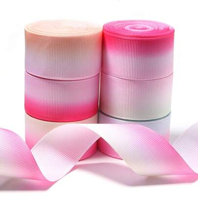 Ruy băng Grosgrain ombre một mặt, dài 5 thước Anh/gói, ruy băng satin chuyển màu mềm mại, dùng để gói quà, làm phụ kiện tóc DIY, trang trí quần áo, trang trí thiệp/sổ lưu niệm thủ công, rộng 2,5cm.