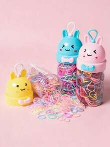Set de 6 accesorios para el cabello de color rosa dulce, set de 6 lazos para el cabello con diseño de conejo lindo con caja de almacenamiento portátil - Multicolor - Ver 5