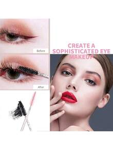 50 pezzi/set Applicatori monouso per colla per ciglie, 6 colori Pennelli per trucco con manico in cristallo, per estensione ciglie - Multicolore - Visualizzare 3