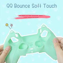 Comfortable Protective Case Set, Non-Slip And Anti-Sweat, Cute Cat Themed Case For ,  Controller With Joystick Cover And Touchpad Sticker - Soft, Gaming Accessory | Sweatproof Case - Màu xanh Bạc hà - Xem 3