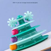 4-Tier Cat Turntable With Feather Teaser, Self-Entertainment Puzzle Toy, Pet Supplies - Mint Green - View 3