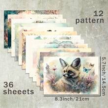 36 Sheets A5 Holographic Wild Animal Series Background Scrapbooking Paper, Suitable For Bullet Journals, Collages, Cards, Scrapbooks And Crafts - Rectangle - View 7