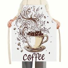 1pc Coffee Pattern Kitchen Apron, Suitable For Kitchen, Living Room, Dining Room, Hotel, Outdoor BBQ And Other Scenarios, Made Of 100% Polyester, Machine Washable - Multicolor - View 2