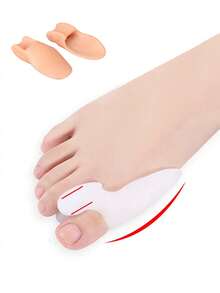 Protetor de dedão de silicone, almofadas de amortecimento respiráveis e elásticas para os dedos, para homens e mulheres, pode ser usado com sapatos. - Damasco + branco - Ver 2