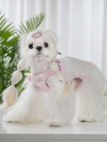 Pet Harness Leash Set - Pink Plaid With Daisies, Adjustable Buckles, Comfortable For Easy On/Off Buckle For Teacup Dogs, Maltese, Chihuahua - Pink - View 9