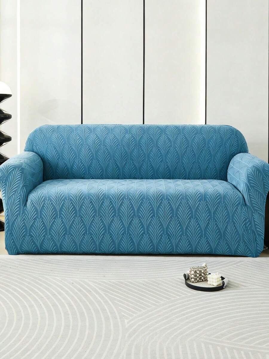 1 bộ bọc ghế sofa co giãn bằng vải lông mềm mại họa tiết lá xanh (bao gồm 1 vỏ gối), phong cách hiện đại Bắc Âu, chất liệu polyester chống bụi, chống trượt, dày dặn, phù hợp với sofa 1/2/3/4 chỗ ngồi, đặc biệt thích hợp cho trang trí sofa mùa thu/đông. - Màu xanh lam - Xem 1