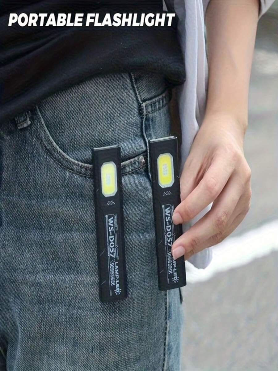 便攜式手持 LED 手電筒，USB 充電家用手電筒，戶外高亮度手電筒，紅藍雙色閃光燈，輕量工作燈，適用於居家、登山、釣魚、露營、緊急照明 - 便攜款 - 查看 1