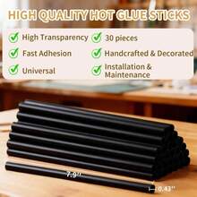 SUNFATT Black Hot Glue Sticks,(30 Pcs) 0.43" X 7.9" Full Size Glue Sticks Perfect For Hot Glue Gun,Easily Create And Bond Crafts On Wood,Plastic,Glass,Flowers,Fabrics,Foam,Jewellery. - ColorA - View 3