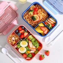 1 hộp cơm trưa di động chống rò rỉ, hộp đựng salad kèm thìa và dĩa, dùng được trong lò vi sóng và máy rửa chén, hình chữ nhật. - Nhiều màu - Xem 8