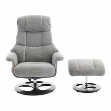 Comfortable Reclining Armchair 025 With Massage And Heating Functions, Tilt And Footrest, 360° Swivel, White Chenille Upholstery. Original Reference: W2087P294007 - B - View 4