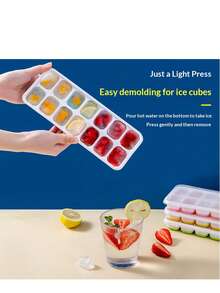 1pc Light Blue Silicone 14-Cavity Ice Cube Tray Mold, Spill-Proof With Lid, Easy Release, Stackable Space-Saving, Suitable For Home Bar, Picnic, Graduation Season Budget-Friendly Gift, Kitchen Essential, Kitchen Gadget, Home Decor, Kitchen Supplies - Long Ice Tray - View 10