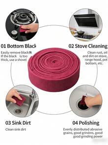 1 Roll Trimmable Cleaning Pad (10cm Wide X 1cm Thick), Corundum Abrasive Cloth Magic Sponge, Thickened Heavy-Duty Magic Cleaning Cloth Brush, Household Cleaning Pad, Kitchen Cleaning Cloth, Dish Cloth, Metal Rust Removal And Pot Cleaning Tool - Multicolor - View 6