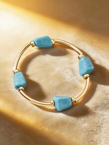 1件/4件装波西米亚风仿绿松石、仿玫瑰石英、仿虎眼石串珠手链，女士款，适合夏季海滩旅行 - 亞克力時尚串珠手鐲 - 查看 12