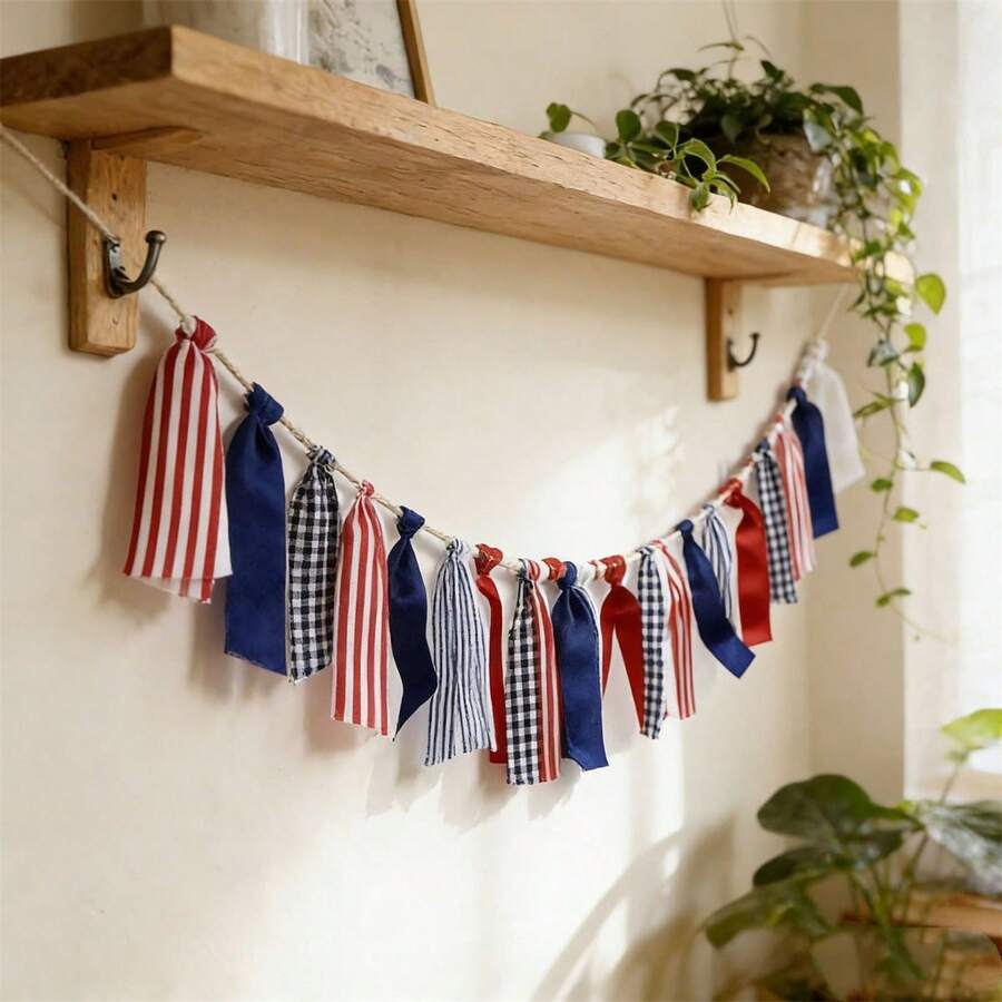 4th Of July Tassel Banner Red White And Blue Garland Patriotic Hanging Decorations For Independence Day Party - Nhiều màu - Xem 1