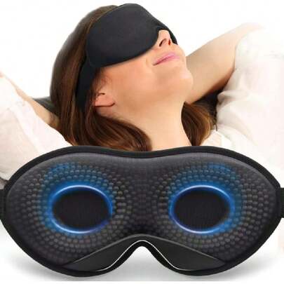 Antifaz Contorneado 3D Opaco Negro, Seda, Suave, Apagón Completo, Peso Moderado, Almohadilla Nasal, Cuencas Oculares 3D, Seda Helada, Para Dormir, Viajar, Yoga, Siestas, Descansos,44564185