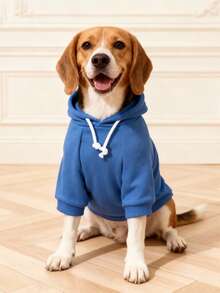 1 pieza Sudadera básica cómoda y cálida de color de dopamina, adecuada para gatos y perros, para interiores y exteriores - azul real - Ver 15