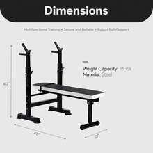Steel Weight Bench W/ Squat Rack In Multiple Colors, 400 Lb User Capacity - Foldable Home Gym Equipment For Range Of Workouts W/ 6-Position Barbell Holder & Adjustable Seat And Recliner - Black/White - View 4