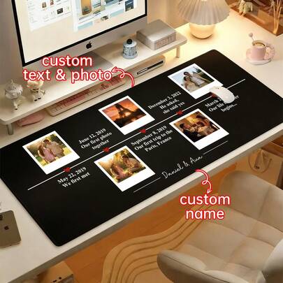 Alfombrilla de escritorio y ratón para gaming personalizada (80 x 30 cm), nombre o texto personalizado, base de goma antideslizante, superficie gruesa y duradera, lavable, extensible, para oficina, hogar, PC y portátil. Alfombrilla de escritorio con etiqueta para nombre.