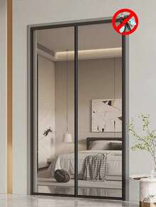 Black Magnetic Mid Opening Door Curtain, Mosquito Proof Mesh Curtain, Self Installing Mosquito Net For Home Use, No Need For Punching, Easy To Install, Summer Specific. - Magnetic Door Curtain - View 1