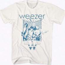 Hight Quality Weezer Rock Music Band  Vintage Style Adult Short Sleeve Shirt Graphic Tees - trắng - Xem 2