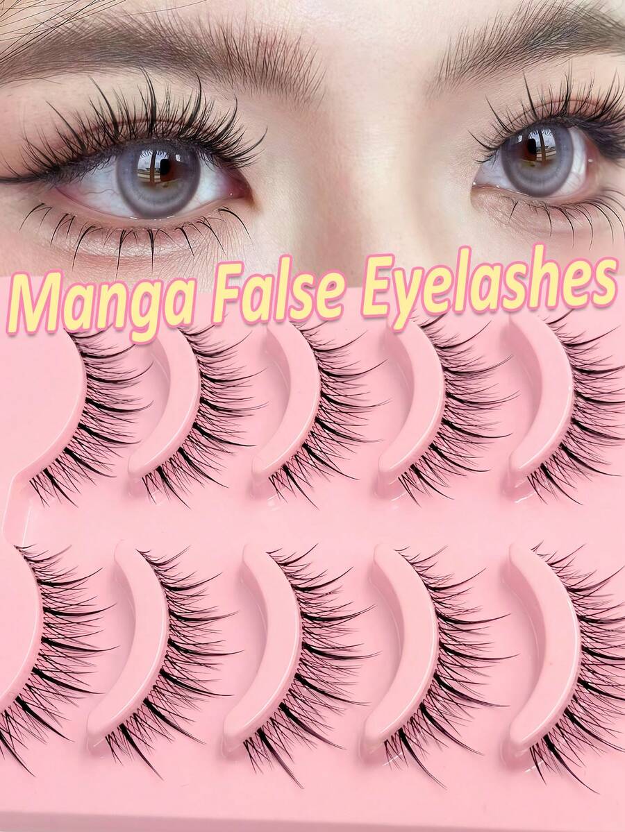 Asiteo 5 Cặp Mi Giả Phong Cách K-Pop Manga Tiên Nữ, Mi Dày Kiểu Thái, Mi Mềm Tự Nhiên, Mi Anime, Thân Trong Suốt, Tạo Vẻ Ngoài Tự Nhiên, Thân Thiện Với Người Mới Bắt Đầu, Sử Dụng Hàng Ngày. - màu đen - Xem 1