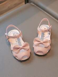 1 Pair Summer New Girls Sandals, Soft Sole Comfortable Open Toe Bowknot Princess Shoes - Pink - View 9