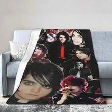 G-Gerard Way MCR Soft Blanket  Novelty Travel Office Throw Blanket Couch Chair Flannel Bedspread Sofa Bed Cover - 紅白色 - 查看 3