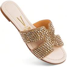 Vizzano Flat Sandal H Track Rhinestone Rhinestone Original - Trắng TẮT - Xem 14