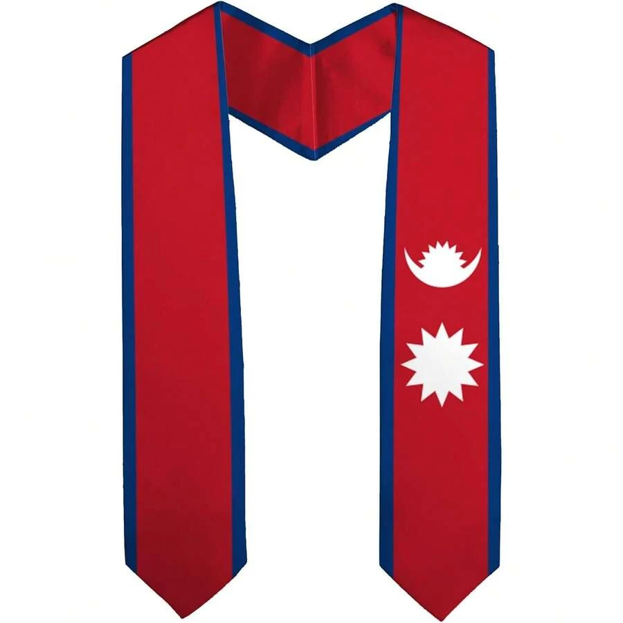 Nepal Flag Graduation  Sash For Study Aboard International Students Adult Unisex Gifts Premium Graduation  For International Graduates-6.45"Width X 70.8"Length - 預設 - 查看 1