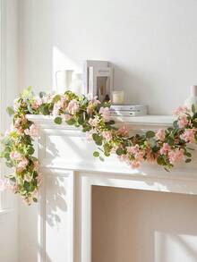 1pc Faux Colorful Easter Eucalyptus Wreath, Suitable For Spring & Summer Home Decor, Tabletop Decor, Wall Hanging, Indoor Decoration, Restaurant Decor - Pink - View 8