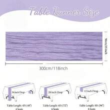 1pc Cheese Cloth Table Runner 10ft, Romantic Wedding Cheese Cloth Decor, Bridal Shower Engagement Party Decoration - Violet Purple - View 3