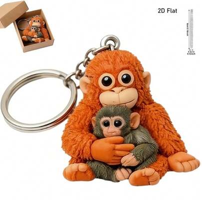 2D Flat, Punch Monkey Plush Keychains, Punch The Monkey Stuffed Animal, 2D Keychain Decoration Hanging For Bags, Purse Accessories Charms Festival Graduation Teacher Appreciation Gifts Birthday Gift Mother Gifts Mothers Day Gift