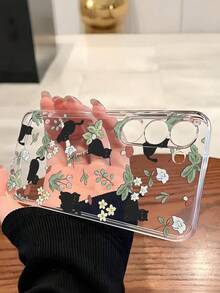 1个可爱花朵与黑猫图案软壳手机壳，兼容华为荣耀、Galaxy A04e/12/A13/A14/A34/A50/A52/A53/A54/S21/S22/S23/S24/S25/S25Ultra/S25FE/S26/S26 Plus/S26 Ultra/S26 Edge、6A/7A/8A、12T/13T/15T/15T Pro - 無色 - 查看 3