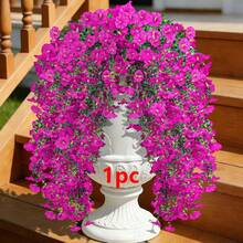 1pc Outdoor Artificial Eucalyptus Silk Flower Vine, UV-Resistant Green Plant Decor For Anniversary, Graduation, Wedding, Party, Home, Office, Porch, Garden, Wall, Spring/Summer - Purple - View 9