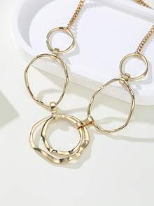 1pc Vintage Style Hollow Round Pendant Necklace, Versatile For Party Gifts, Elegant Jewelry For All Seasons - Necklace - View 5