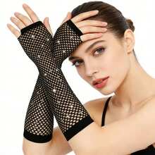 2 đôi găng tay lưới hở ngón phong cách punk đường phố neon thập niên 1980 dành cho nữ, đính đá lấp lánh, thích hợp cho tiệc Halloween, lễ hội Carnival hoặc quà tặng Ngày của Mẹ. - Nhiều màu - Xem 15