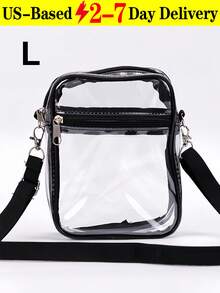 Minimalist Transparent Stadium Approved Shoulder Crossbody Bag To Hold Valuables For Fast Check Resisting Water Dirt During Outdoor Trip Lightweight PVC Tote Bag For Beach Vacationers And Students With Zipper Closure Ideal For Stadium Concerts Work Women Crossbody Women Shoulder Bags Women Top Handle Bags Travel Essentials School Supplies Travel Accessories - 彩色 - 查看 16
